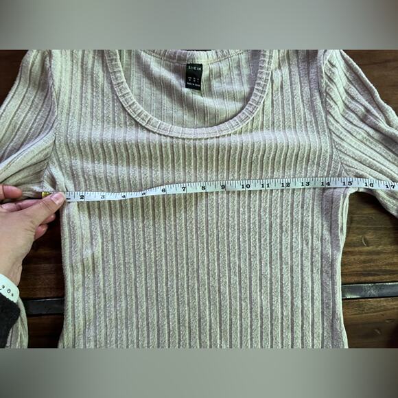 SHEIN Cream Crew Neck Cable-Knit Sweater - Picture 4 of 6